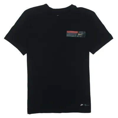 Nike Black T Shirt Women’s Large Chest Flag Print Small Logo Casual To