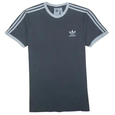Adidas Dark Grey T Shirt Women’s Large Trefoil Printed Logo Three Stri