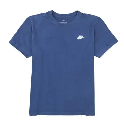 Nike Navy Blue T Shirt Men’s Medium Small Swoosh Printed Chest Logo Ca