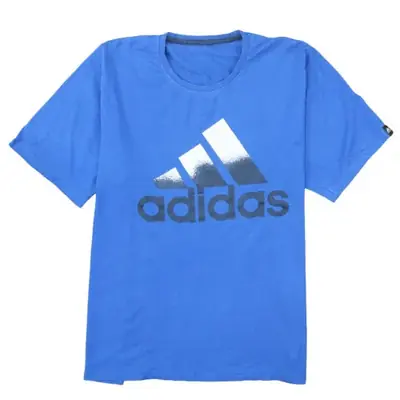 Adidas Blue T Shirt Men's XLarge Big Printed Logo Short Sleeve Casual 