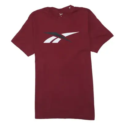 Reebok Burgundy Red T Shirt Men's Small Printed Vector Logo Short Slee