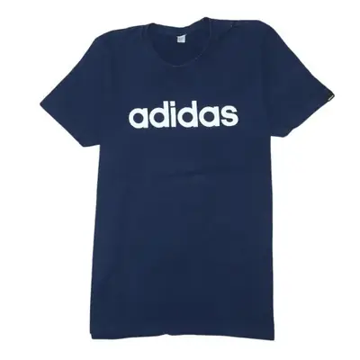 Adidas Navy Blue T Shirt Men's Large Printed Logo Crewneck Casual Tee 