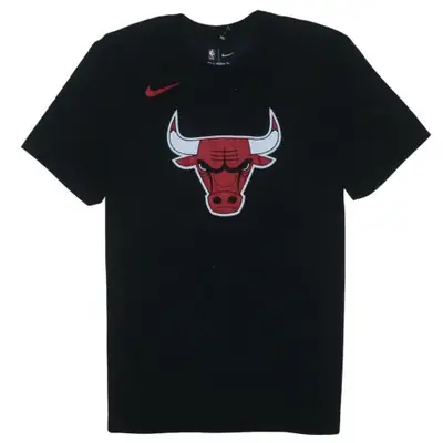 Nike Black T Shirt Men's Medium Chicago Bulls Printed Logo NBA Tee Top
