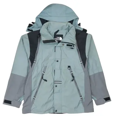 The North Face 90's Grey Hooded Zip Up Vintage Windbreaker Medium