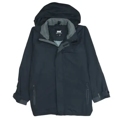 Vintage Helly Hansen 90's Hooded Black Windbreaker Large