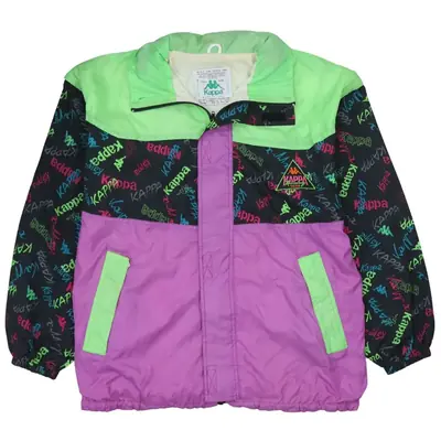 Vintage Kappa Black 90s Lightweight Full Zip Windbreaker Jacket Men's 