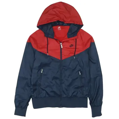 Vintage Nike 90's Swoosh Windbreaker Jacket Navy Blue Small