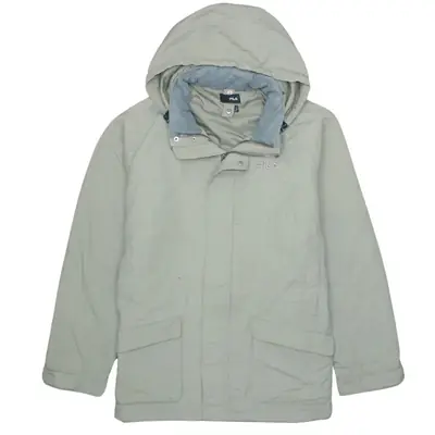 Fila 90's Khaki Green Hooded Windbreaker XLarge Full Zip