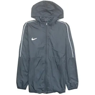 Nike Dark Grey Hooded Windbreaker Women’s Large Embroidered Swoosh Zip