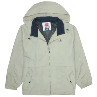 Vintage Kappa 90's Khaki Green Hooded Windbreaker Jacket XXLarge 2XL