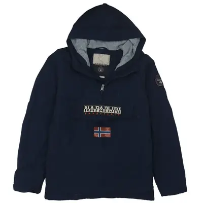 Napapijri Vintage 90's Navy Blue Spellout Quarter Zip Windbreaker Men'