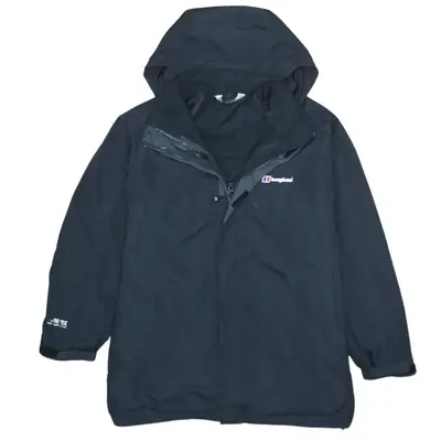 Berghaus 90's Hooded Full Zip Windbreaker XL Black Vintage