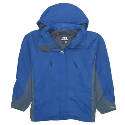 Vintage Helly Hansen 90's Blue Hooded Windbreaker Jacket, Men's Large