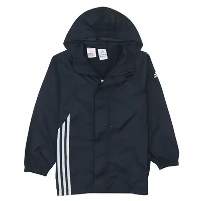 Adidas 90's Black Hooded Zip Windbreaker Small Women's