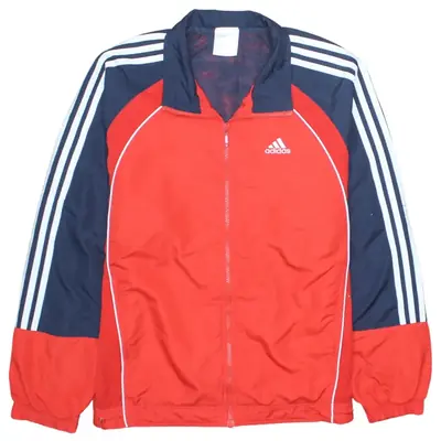 Adidas Vintage 90's Navy Blue Striped Sleeve Zip Up Windbreaker Medium