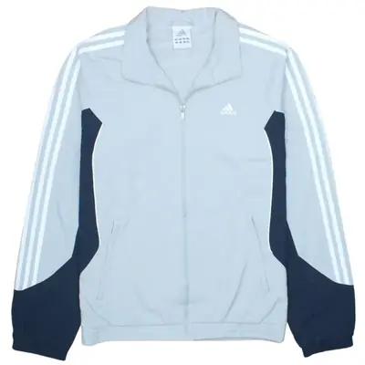 Adidas Vintage 90's Grey Striped Sleeve Windbreaker Medium