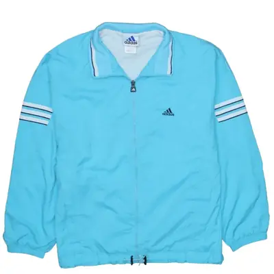 Adidas 90's Vintage Blue Lightweight Windbreaker Jacket Small
