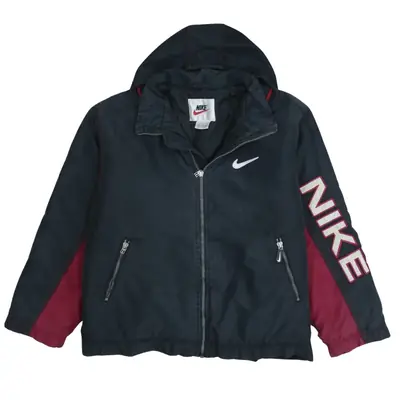 Vintage Nike 90's Black Swoosh Full Zip Windbreaker XL