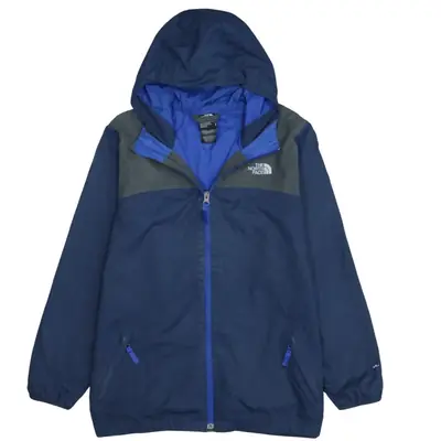 Vintage The North Face 90's Navy Blue Hooded Full Zip Windbreaker - La