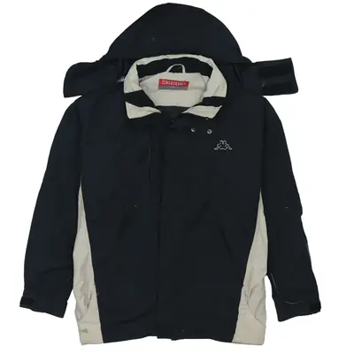 Kappa 90's Hooded Full Zip Up Windbreaker XLarge Black