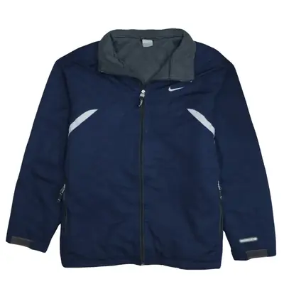 Nike 90's Vintage Navy Blue Full Zip Swoosh Windbreaker XLarge