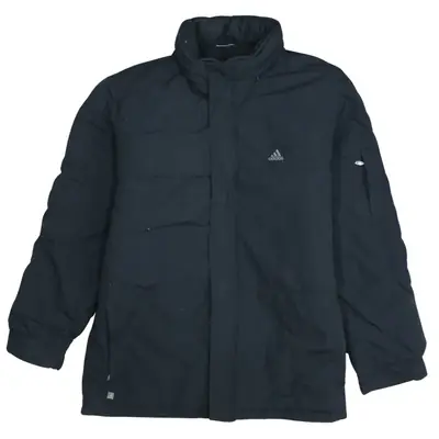 Adidas Vintage 90s Black Windbreaker XXLarge Lightweight Full Zip