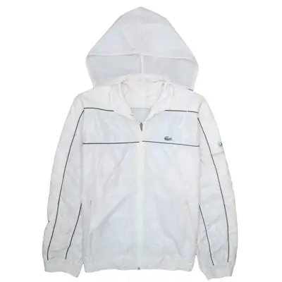 Lacoste 90's Hooded Full Zip Up Windbreaker Medium Beige Cream