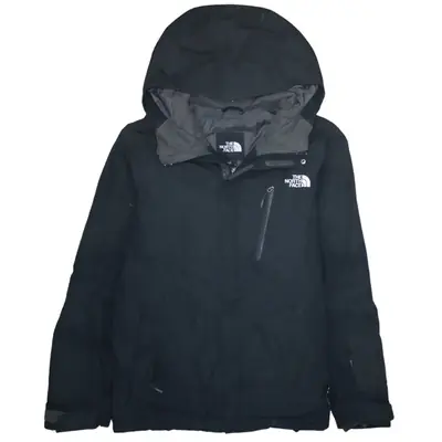 The North Face Black Hooded Jacket Men's Large Embroidered Logos Zip P
