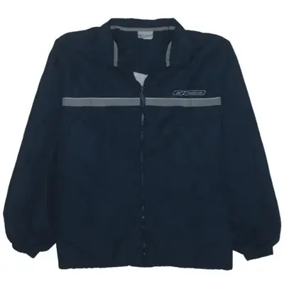 Reebok Navy Blue Windbreaker Men's Large Reflective Stripe Full Zip Em