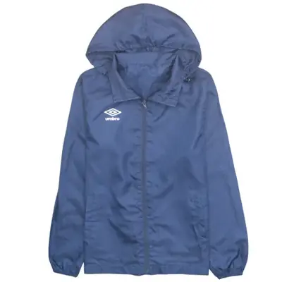 Umbro Navy Blue Hooded Windbreaker Men's Small Printed Logo Full Zip J