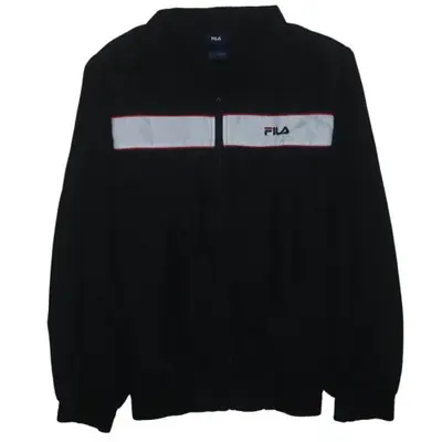 Fila Black Windbreaker Jacket Men's Large White Panel Embroidered Logo