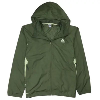 Nike Green ACG Hooded Windbreaker Men’s Large Zip Pockets Printed Logo