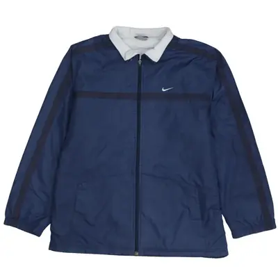Nike Navy Blue Windbreaker Jacket Women's XLarge Embroidered Swoosh Fl