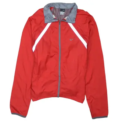 Nike Vintage 90s Red Swoosh Full Zip Windbreaker, Women's Large