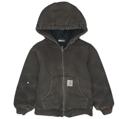 Carhartt Vintage 90s Hooded Brown Windbreaker XXSmall Full Zip Up