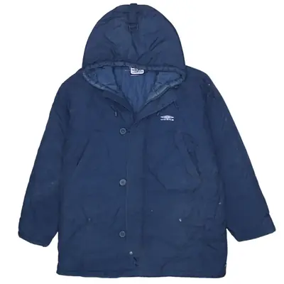 Vintage Umbro 90's Blue Hooded Full Zip Windbreaker, Men’s Medium