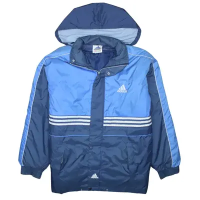 Adidas 90's Vintage Hooded Full Zip Up Windbreaker XLarge Blue
