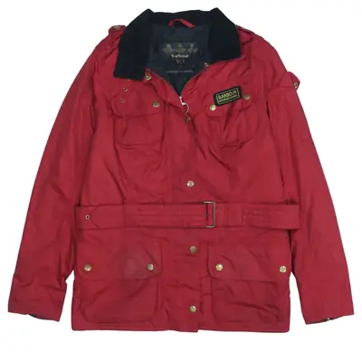 Barbour 90s Vintage Red Windbreaker Jacket Full Zip Medium Poly