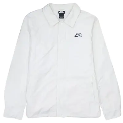Nike 90s Vintage Swoosh Button Up White Windbreaker Jacket Large