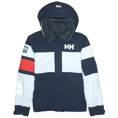 Vintage 90's Helly Hansen Hooded Navy Blue Windbreaker Men's Small